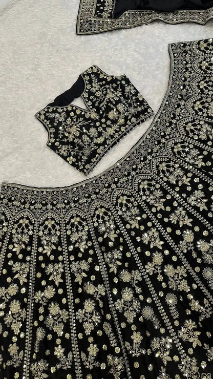 Black Sequins Embroidered Lehenga Choli