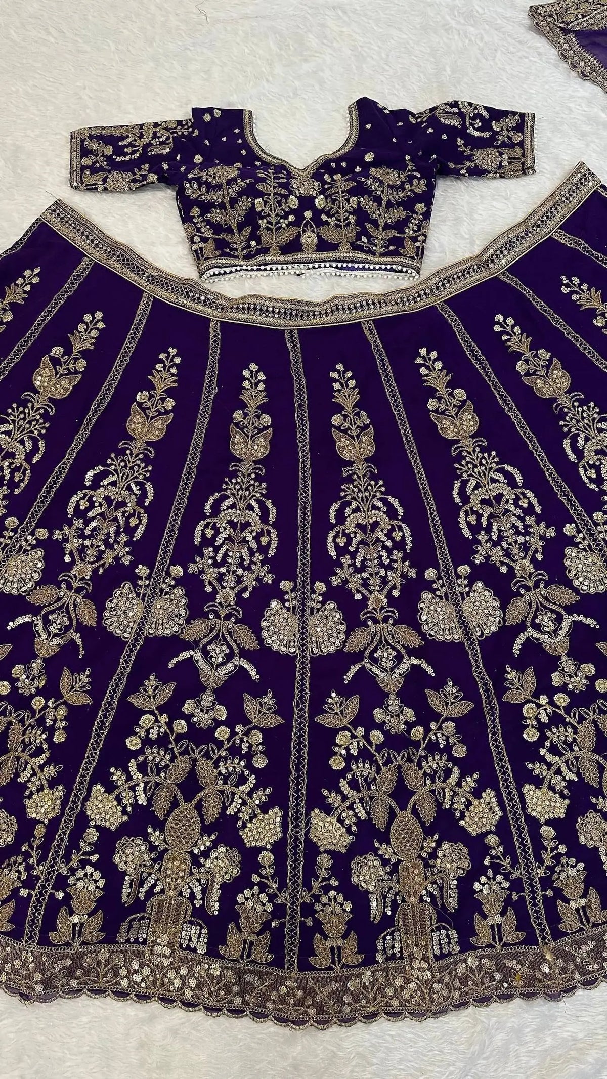 Dark Purple Embroidered Lehenga Choli