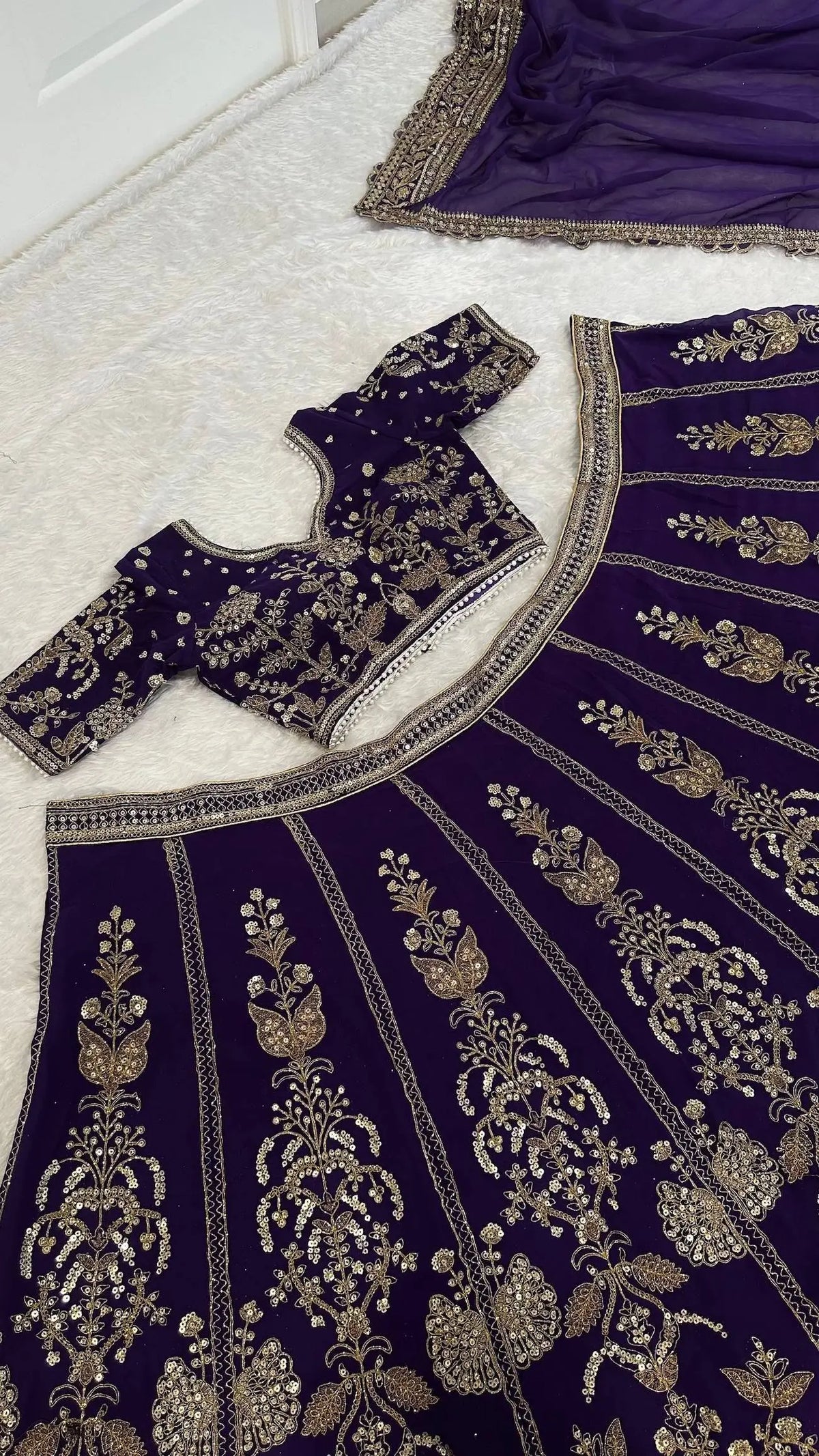Dark Purple Embroidered Lehenga Choli