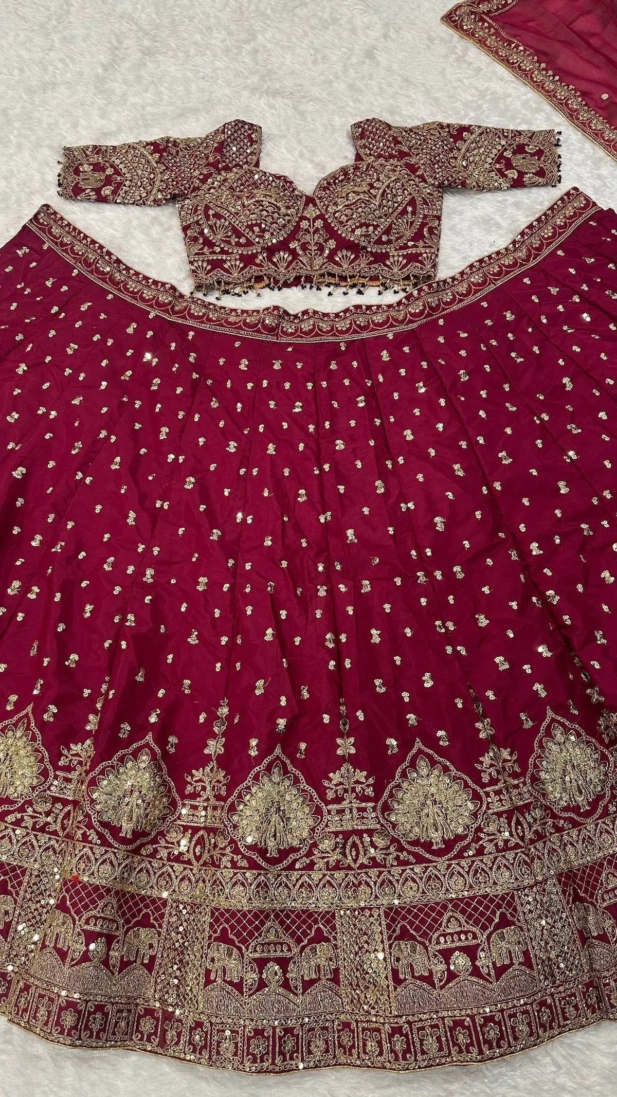 Dark Pink Embroidered Lehenga Choli