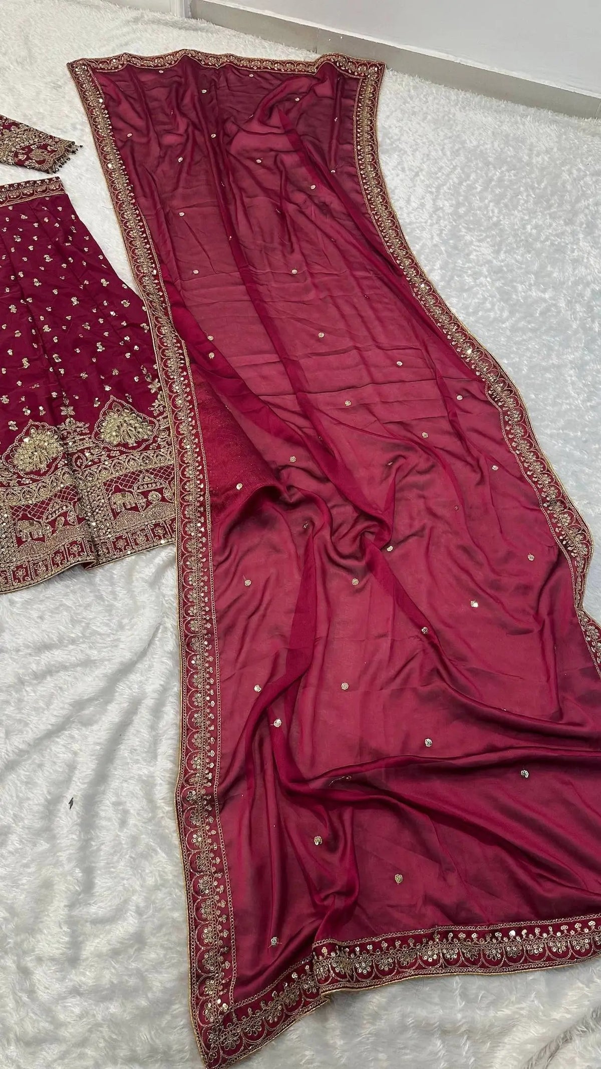 Dark Pink Embroidered Lehenga Choli