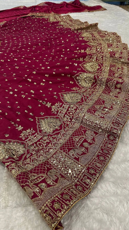Dark Pink Embroidered Lehenga Choli