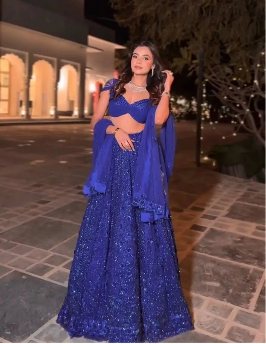 Royal Blue Embroidered Lehenga Choli