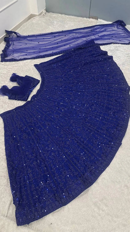 Royal Blue Embroidered Lehenga Choli