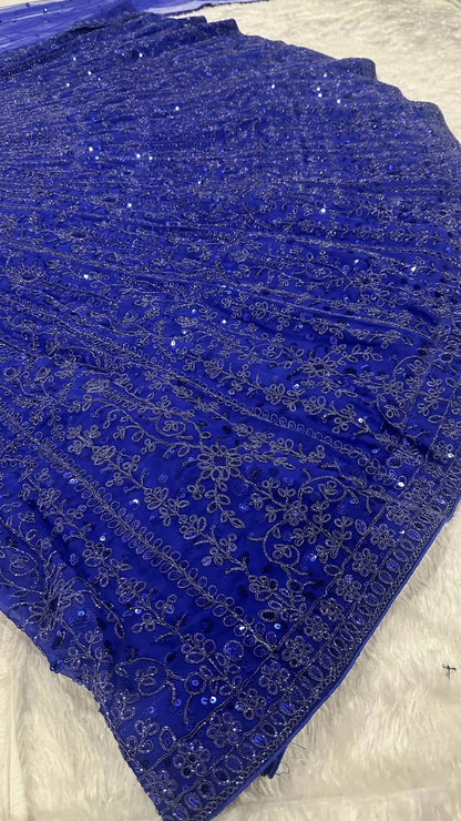 Royal Blue Embroidered Lehenga Choli