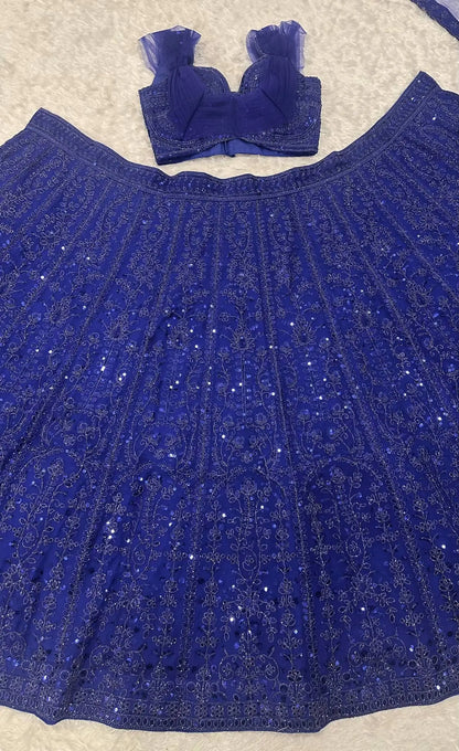 Royal Blue Embroidered Lehenga Choli