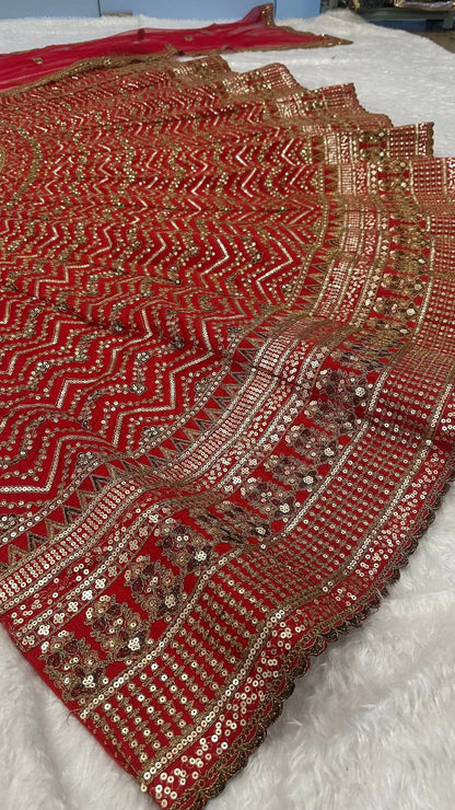 Dark Red Embroidered Lehenga Choli