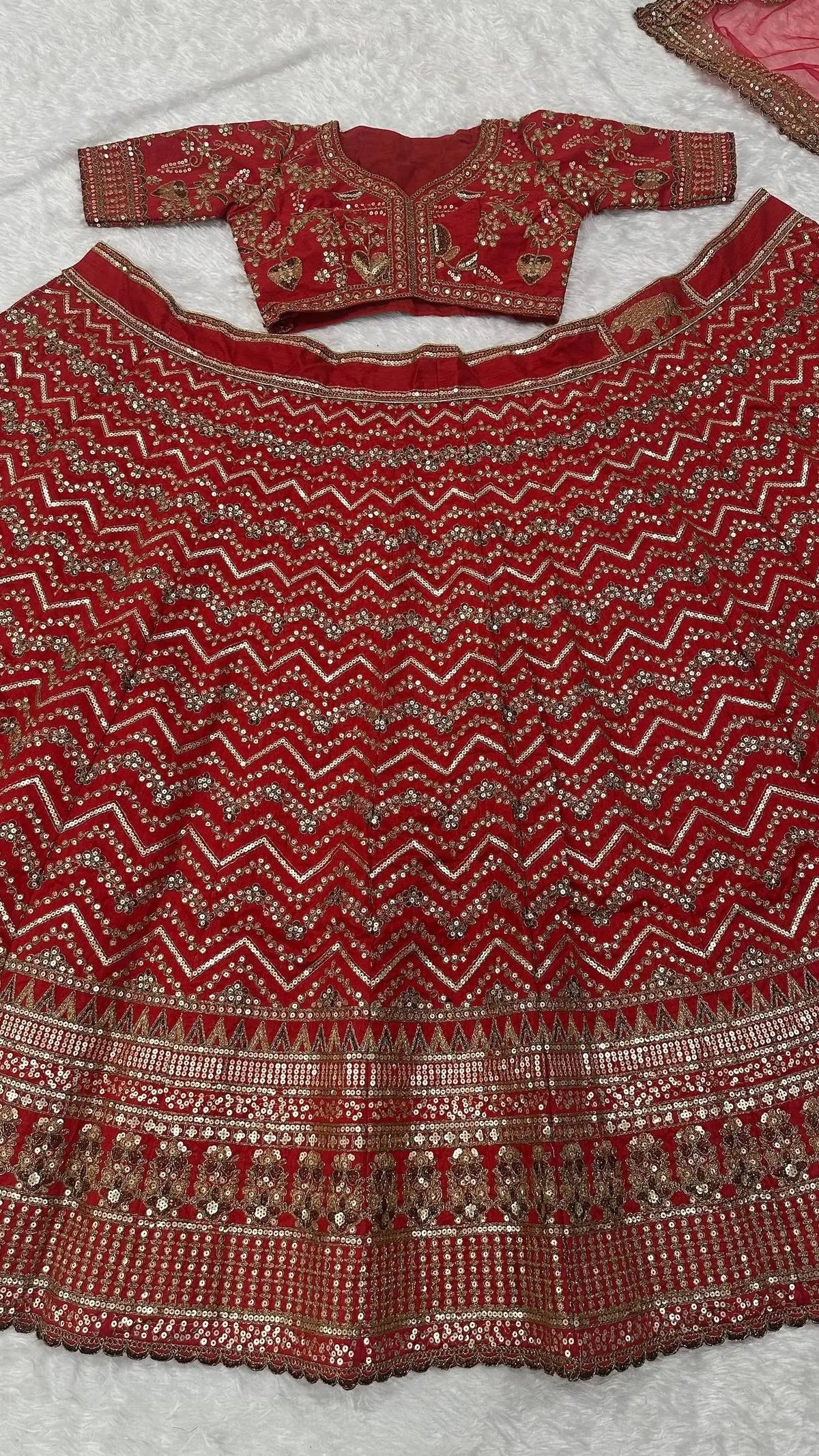 Dark Red Embroidered Lehenga Choli