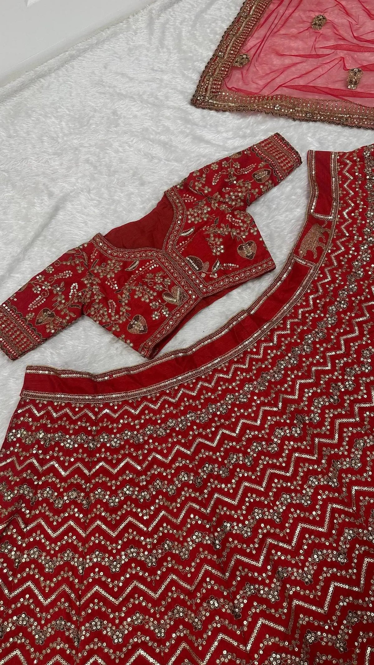 Dark Red Embroidered Lehenga Choli
