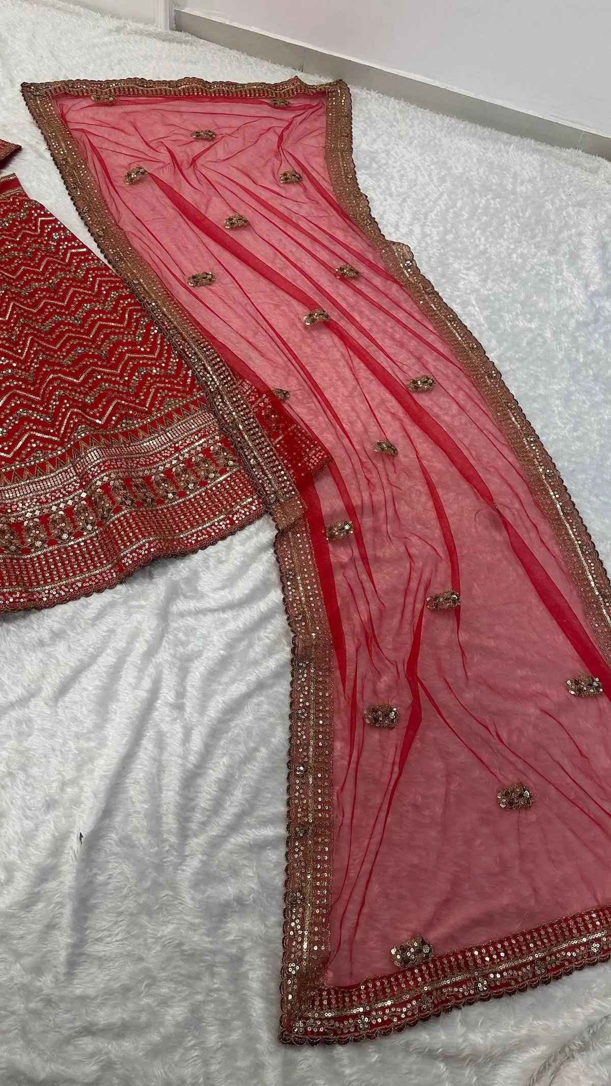 Dark Red Embroidered Lehenga Choli