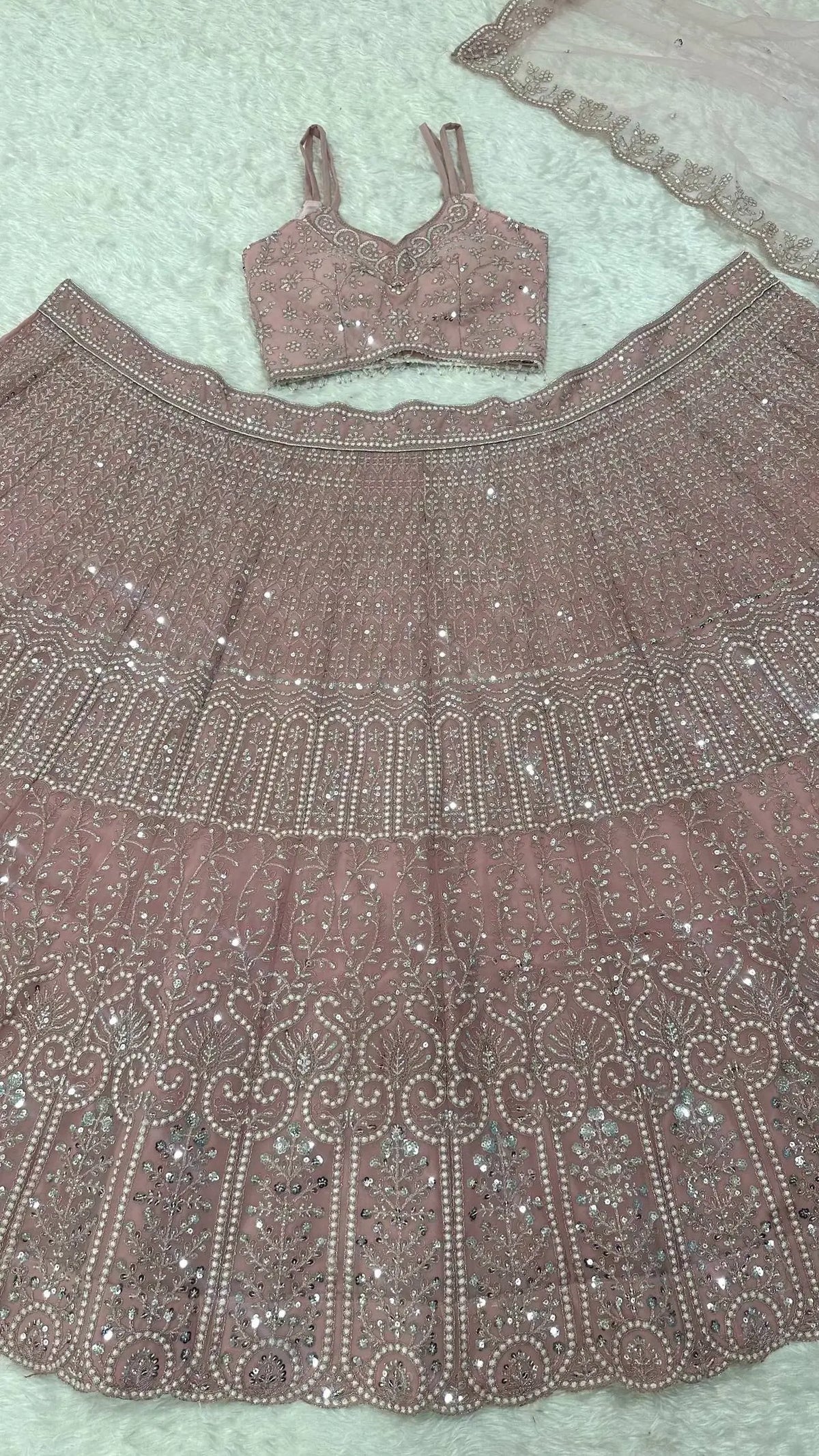 Dusty Pink Embroidered Lehenga Choli