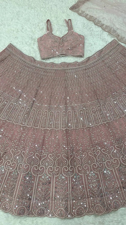 Dusty Pink Embroidered Lehenga Choli