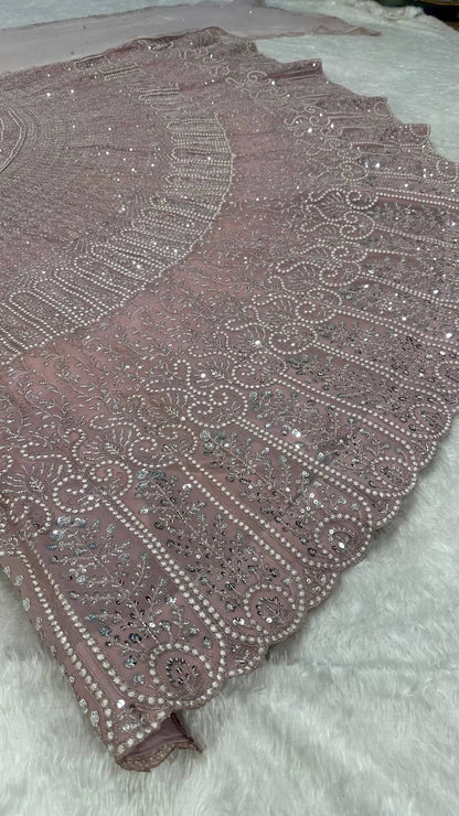Dusty Pink Embroidered Lehenga Choli