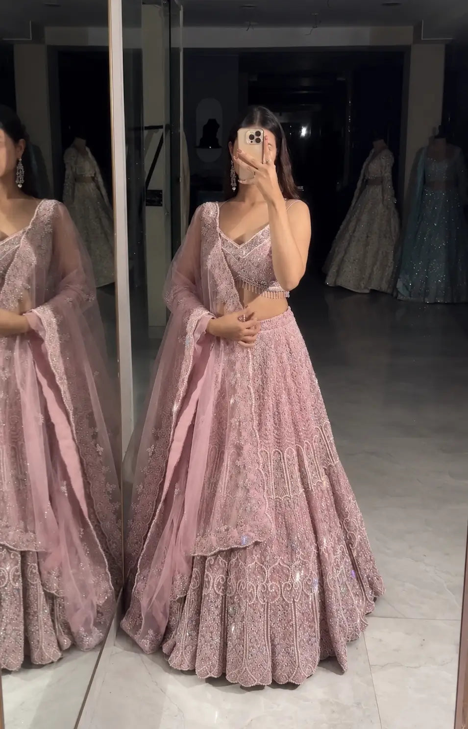 Dusty Pink Embroidered Lehenga Choli