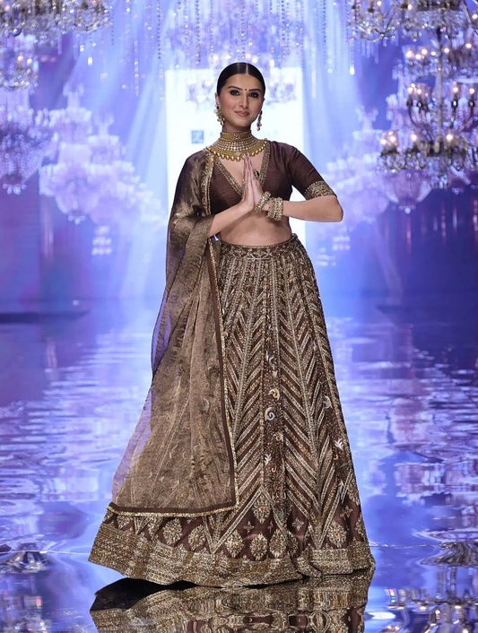Cocoa Brown Embroidered Lehenga Choli