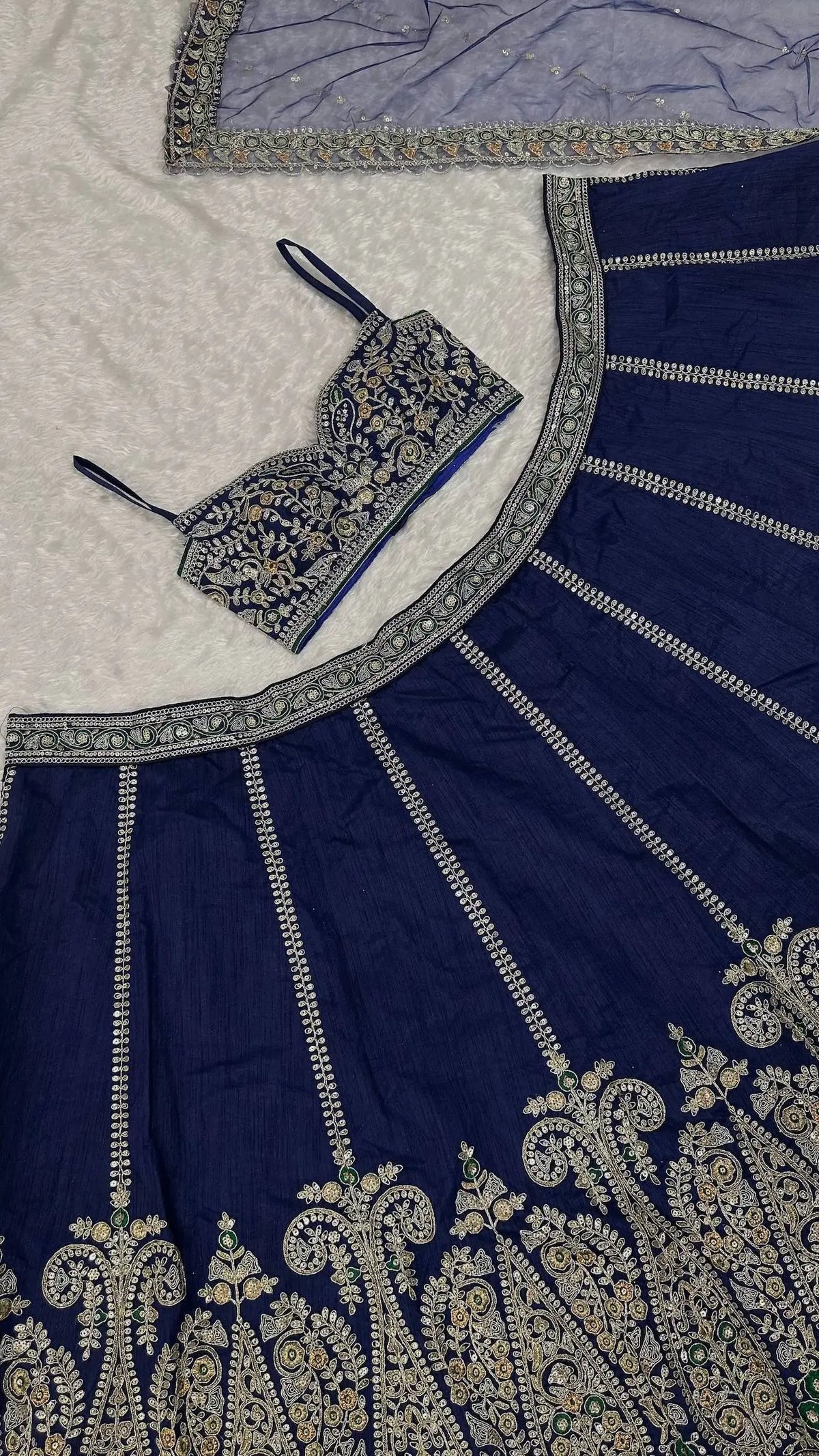 Dark Blue Embroidered Lehenga Choli
