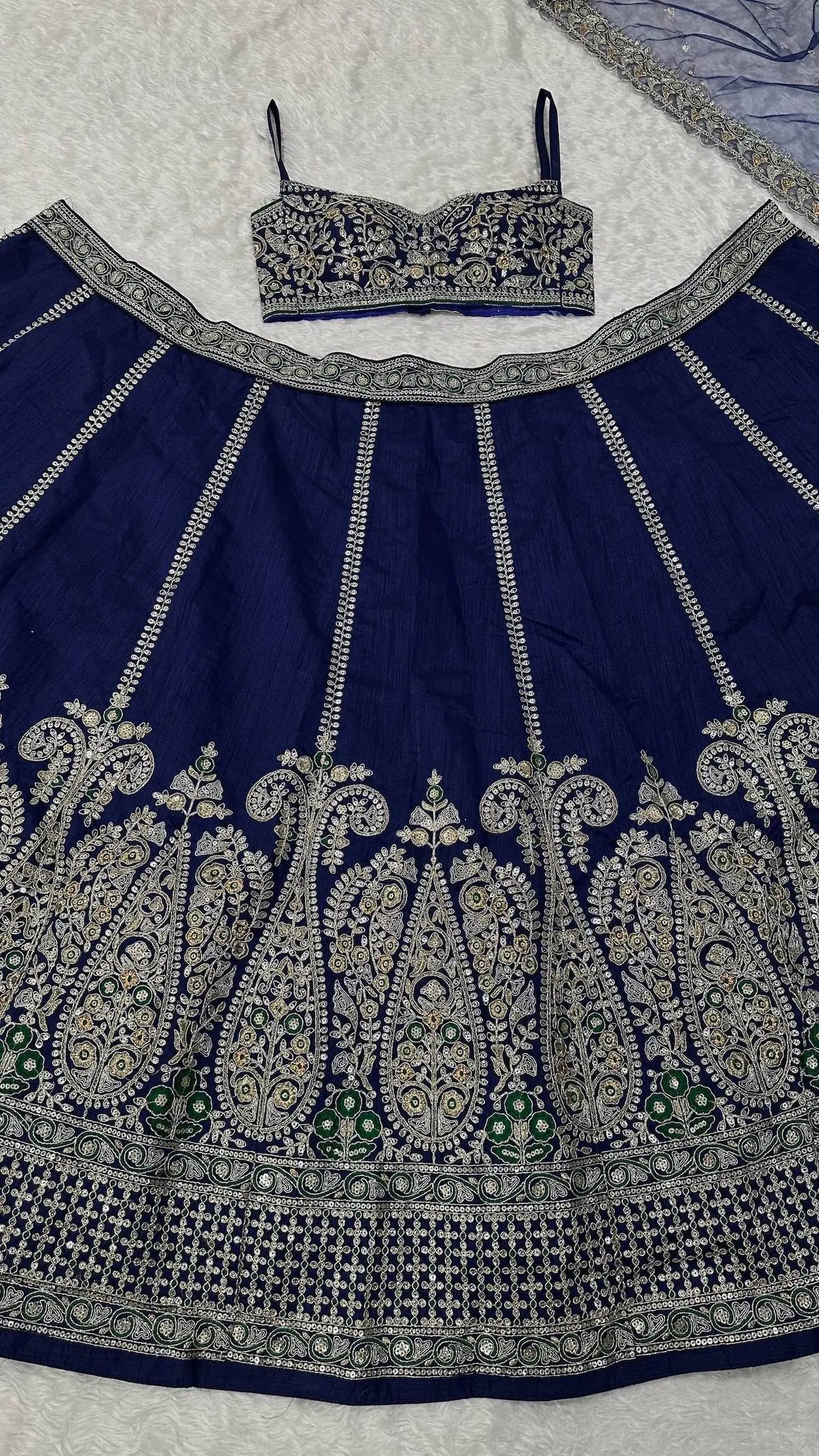 Dark Blue Embroidered Lehenga Choli