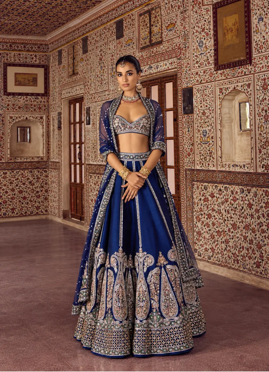 Dark Blue Embroidered Lehenga Choli