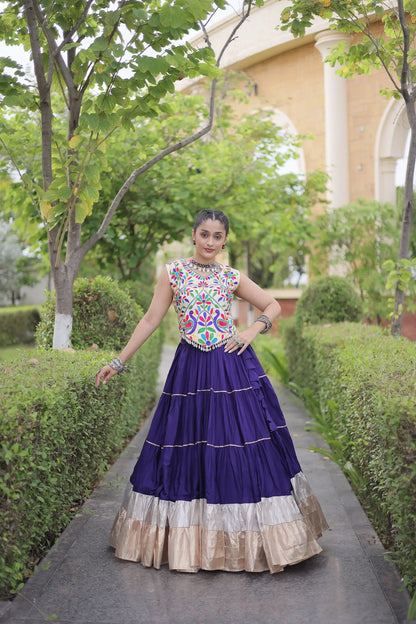 Purple Garba Chaniya Choli With Kutchi Work Blouse