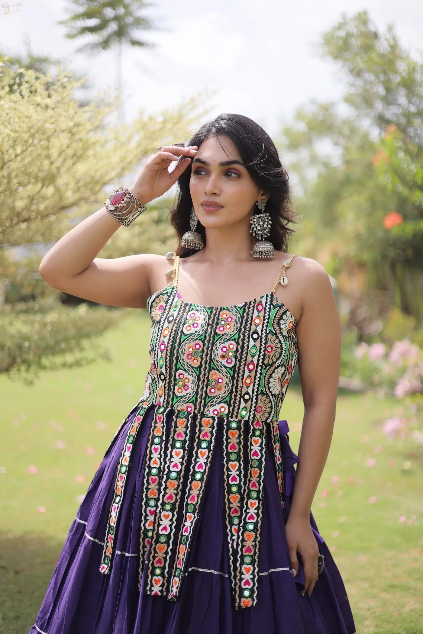 Purple Kutchi Patch Work Garba Chaniya Choli