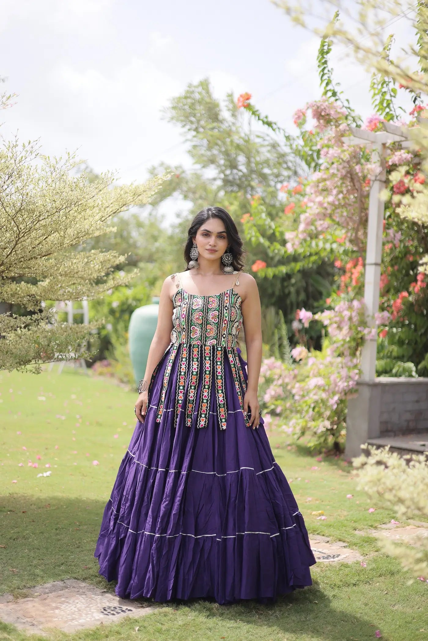 Purple Kutchi Patch Work Garba Chaniya Choli