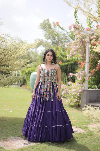 Purple Kutchi Patch Work Garba Chaniya Choli