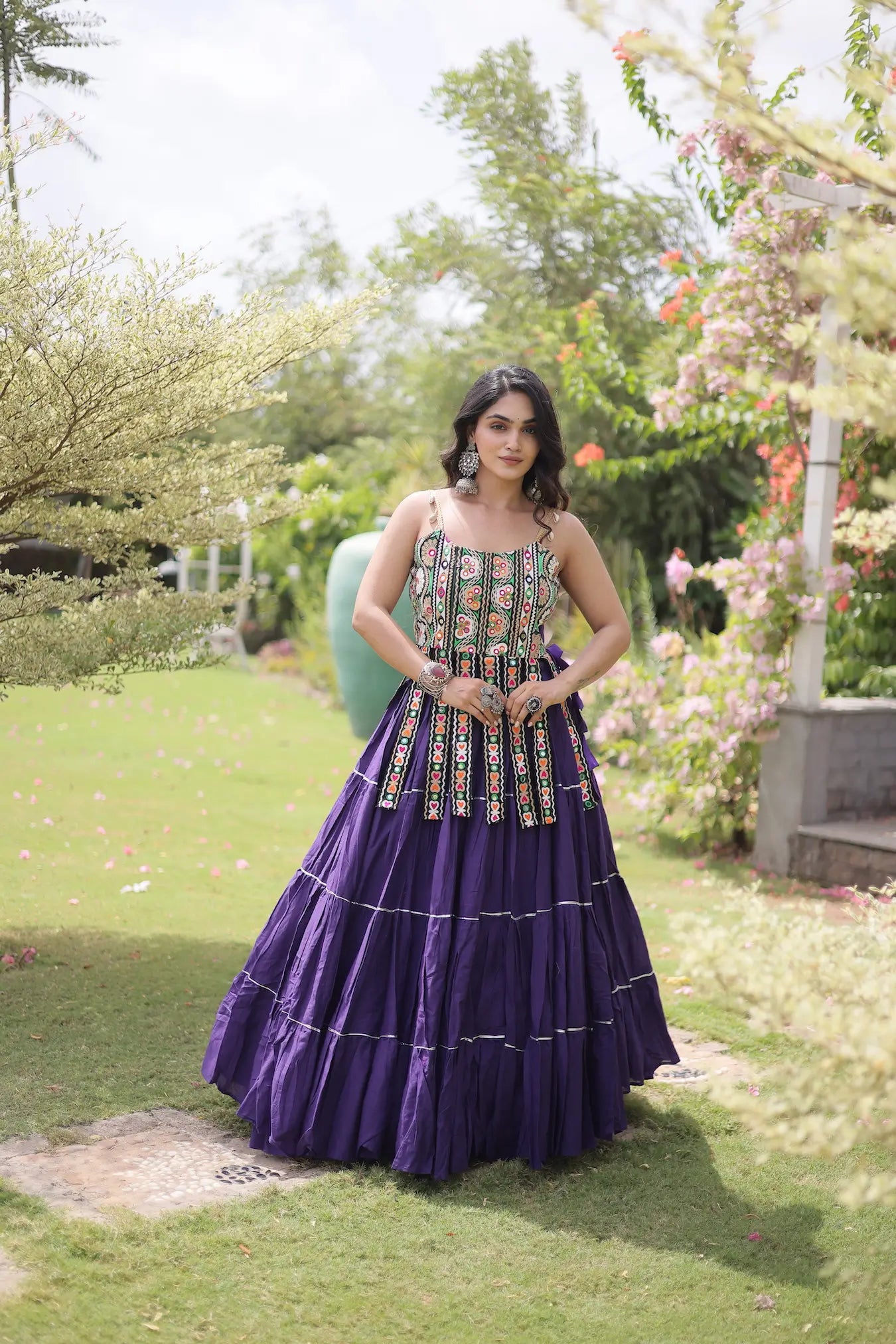 Purple Kutchi Patch Work Garba Chaniya Choli