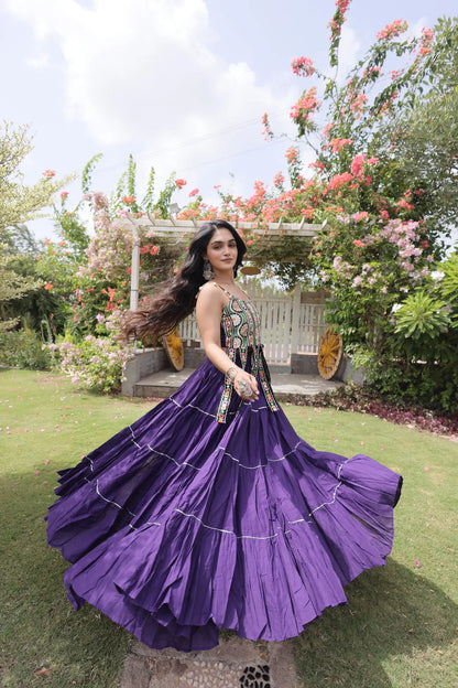 Purple Kutchi Patch Work Garba Chaniya Choli