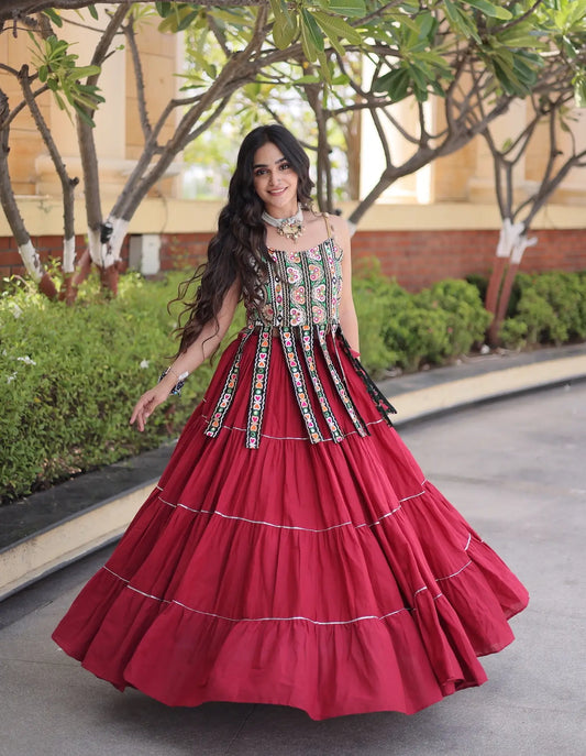 Maroon Kutchi Patch Work Garba Chaniya Choli