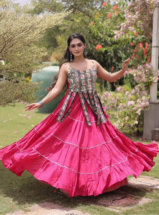 Pink Kutchi Patch Work Garba Chaniya Choli