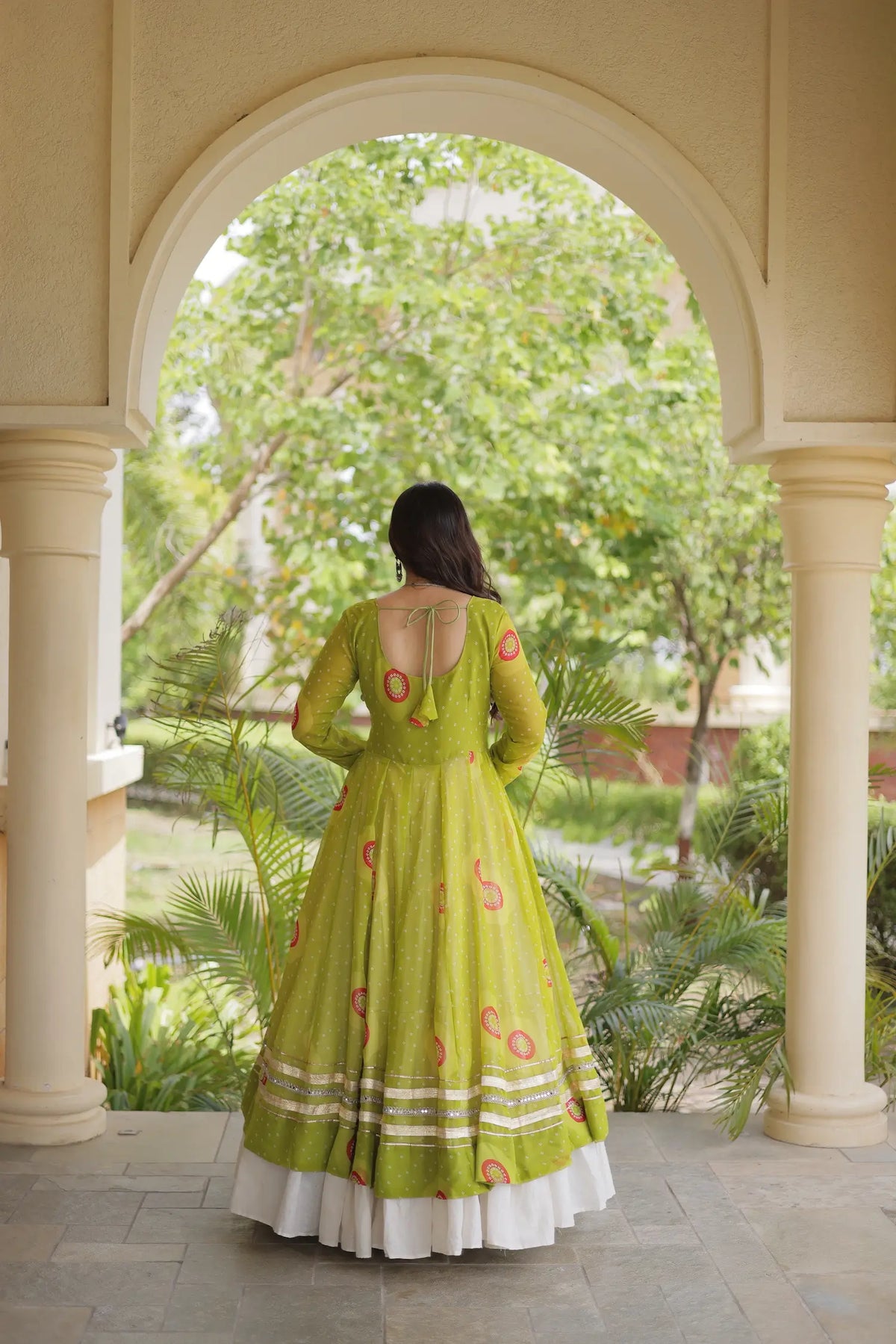 Parrot Garba Chaniya Choli With Mirror Gamthi Work