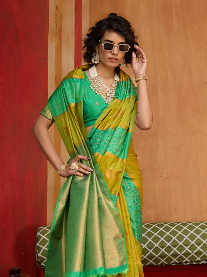 Golden Yellow Handloom Silk Saree