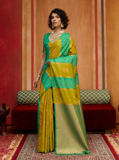 Golden Yellow Handloom Silk Saree