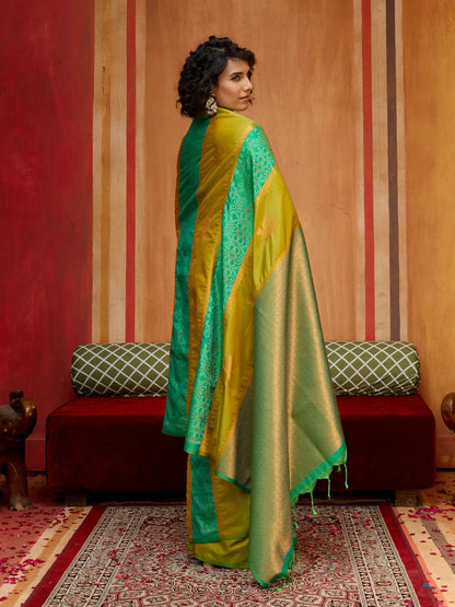Golden Yellow Handloom Silk Saree