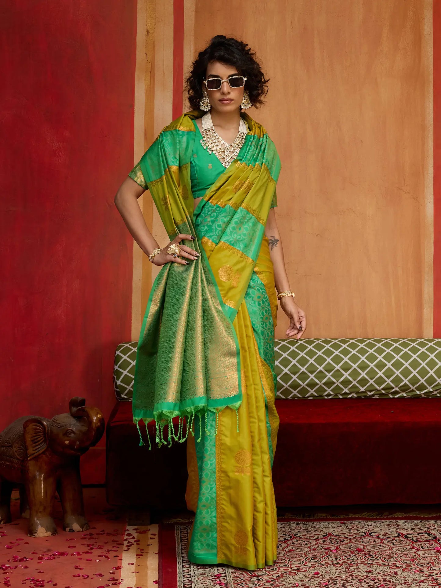 Golden Yellow Handloom Silk Saree