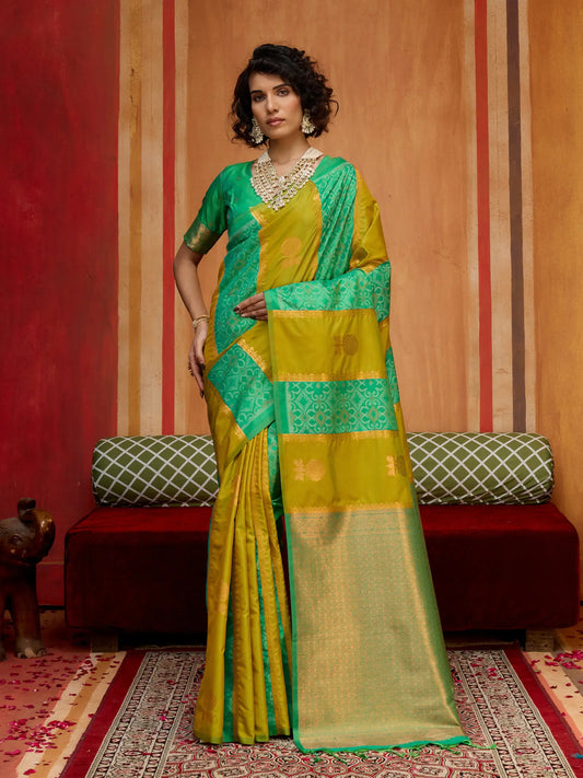 Golden Yellow Handloom Silk Saree