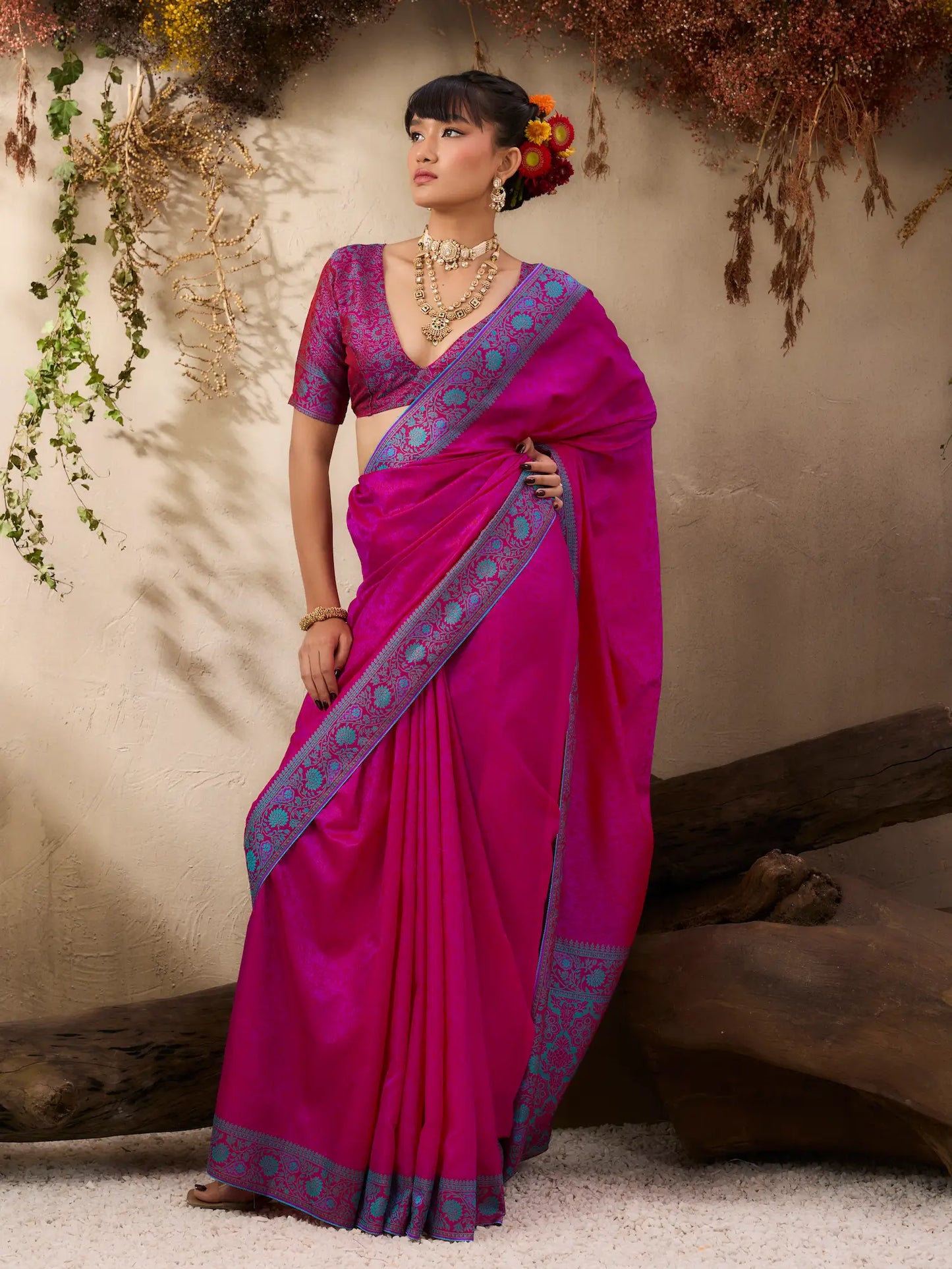 Rani Pink Kanjivaram Silk Saree