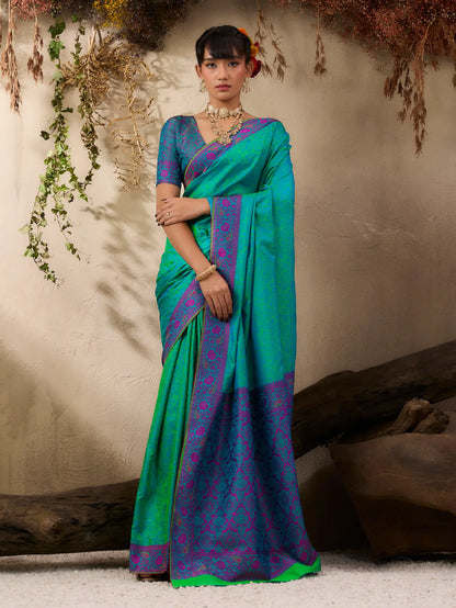 Teal Green Kanjivaram Silk Saree
