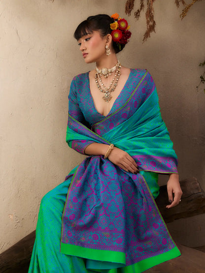 Teal Green Kanjivaram Silk Saree