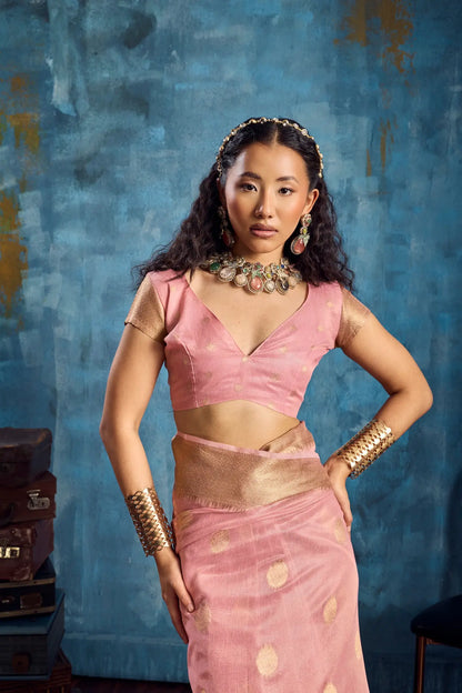 Sweet Pink Tissue Paithani Saree