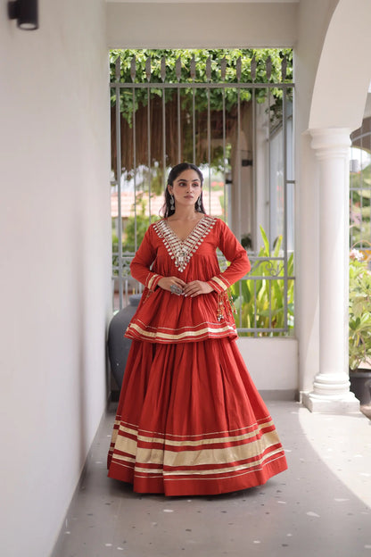 Rust Orange Cotton Navratri Chaniya Choli