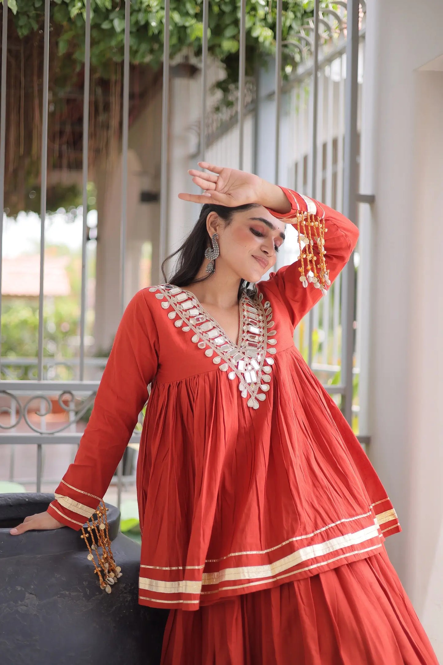 Rust Orange Cotton Navratri Chaniya Choli