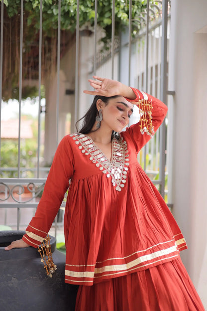 Rust Orange Cotton Navratri Chaniya Choli