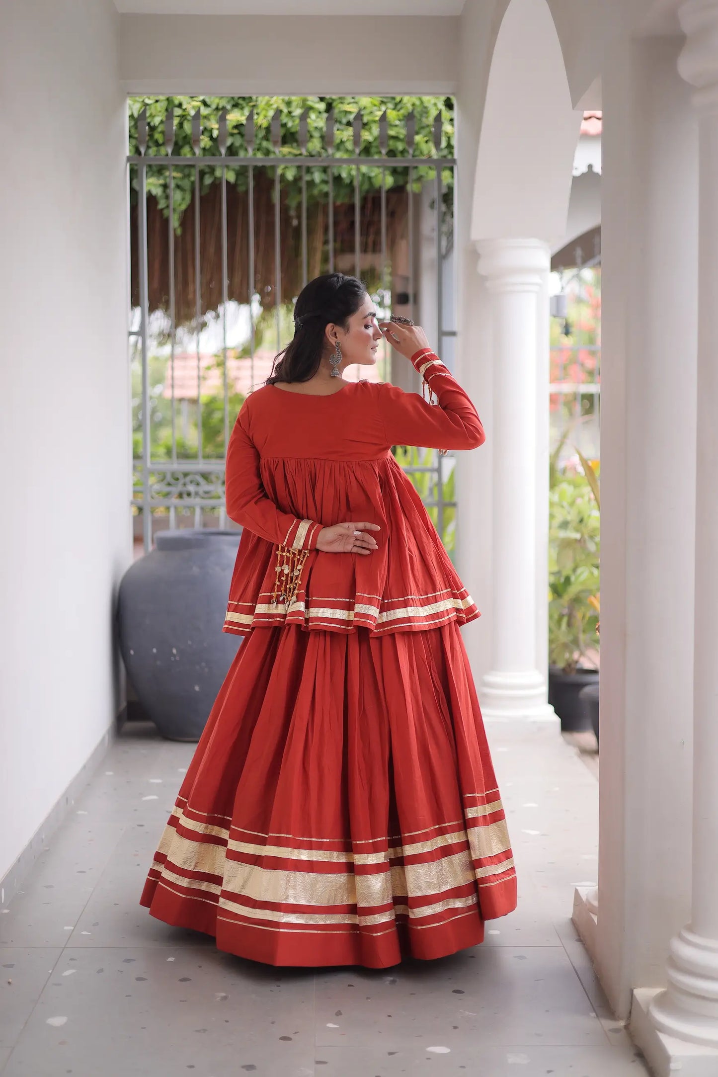 Rust Orange Cotton Navratri Chaniya Choli