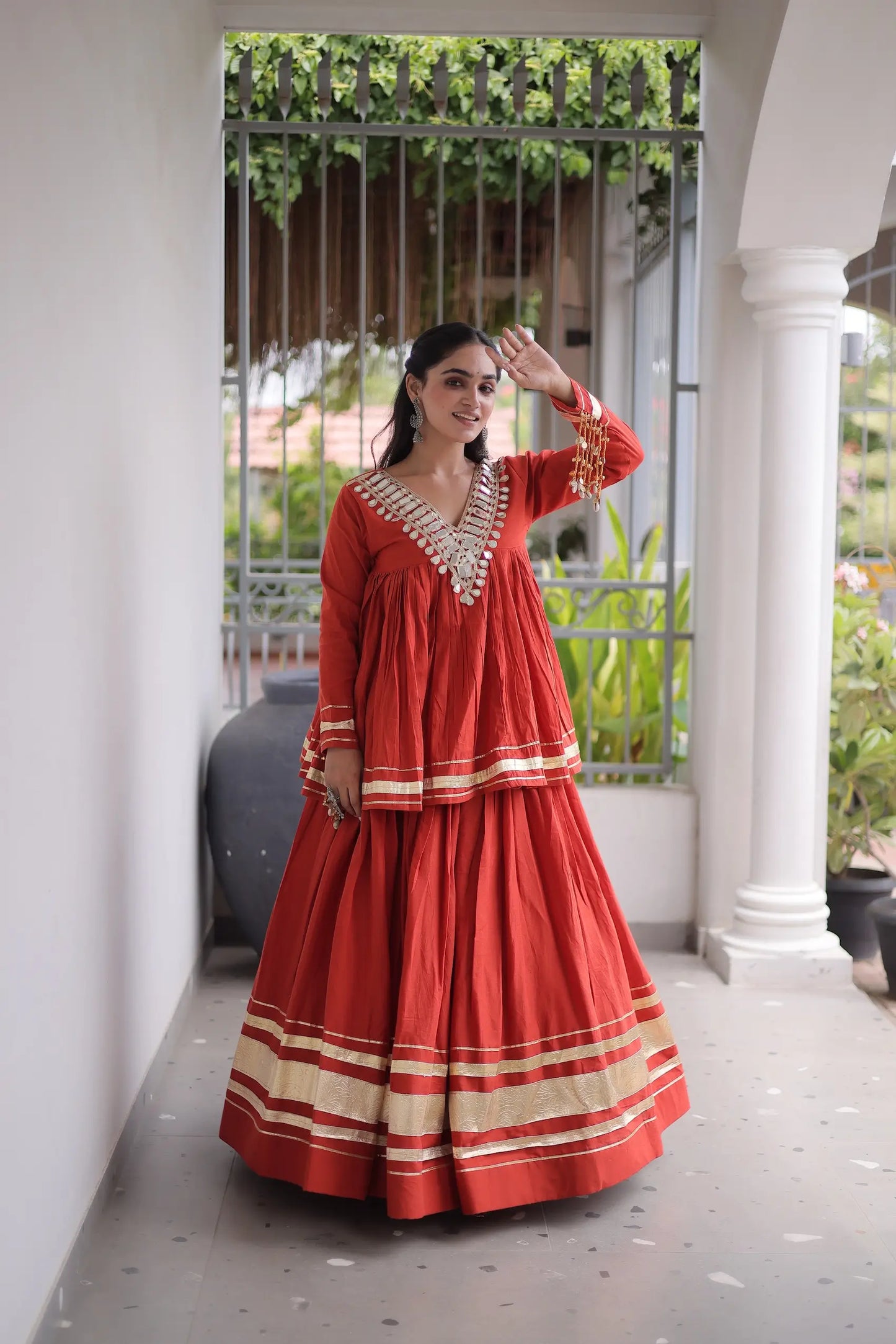 Rust Orange Cotton Navratri Chaniya Choli