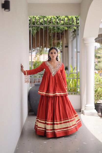 Rust Orange Cotton Navratri Chaniya Choli