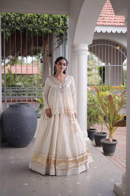 White Cotton Navratri Chaniya Choli