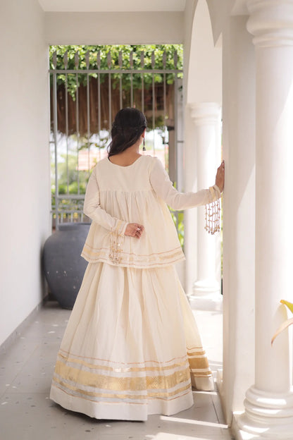 White Cotton Navratri Chaniya Choli