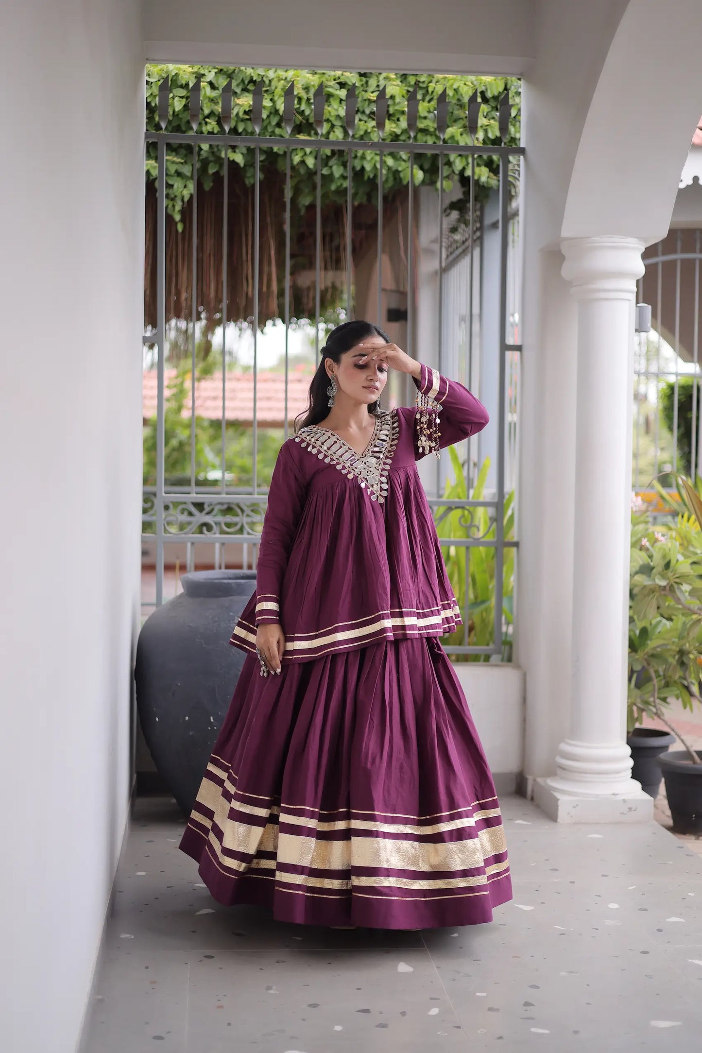 Wine Cotton Navratri Chaniya Choli