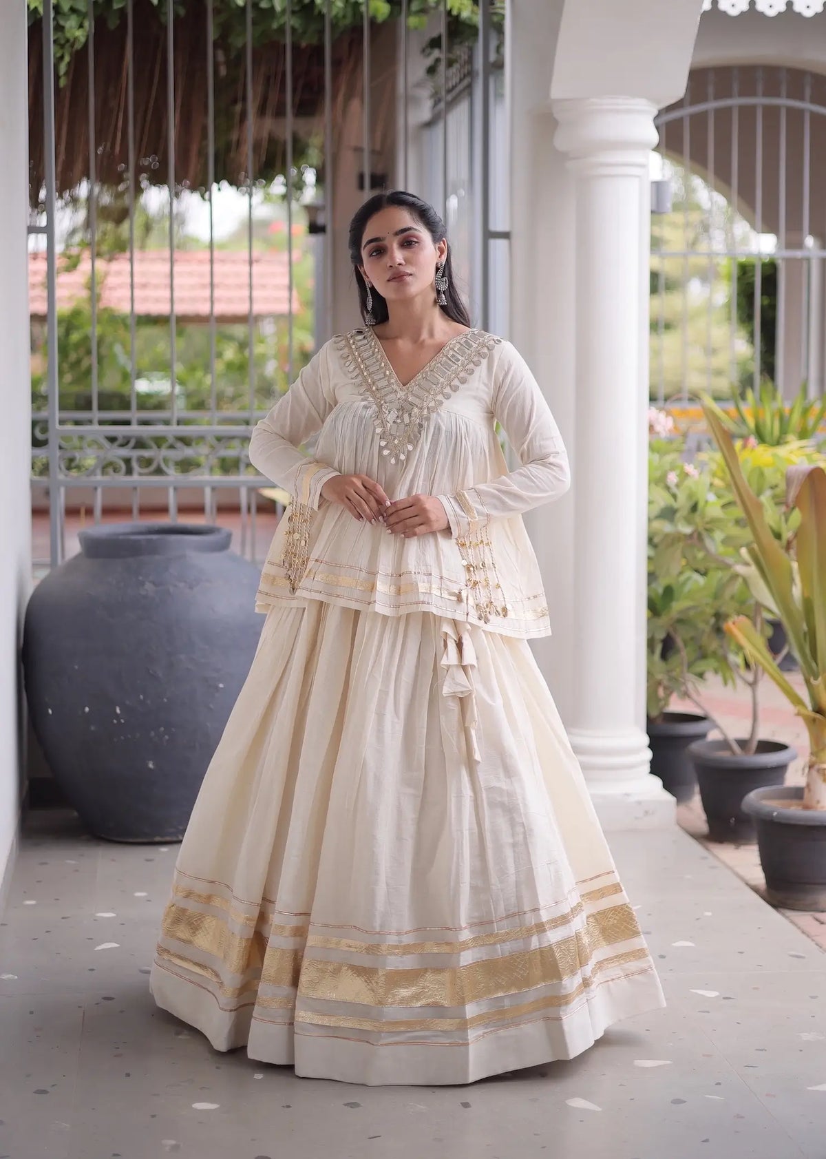 White Cotton Navratri Chaniya Choli